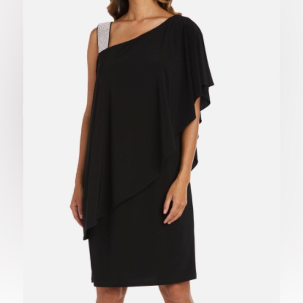 Black dressy yet simple dress.